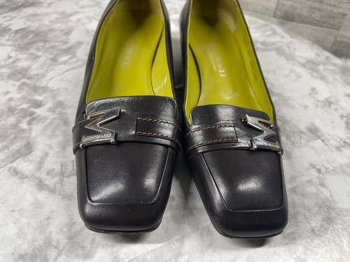 Bruno Magli Kitten Heels Women 7.5B Shoes Black Leather Slip On Square Toe Pumps - Picture 5 of 20