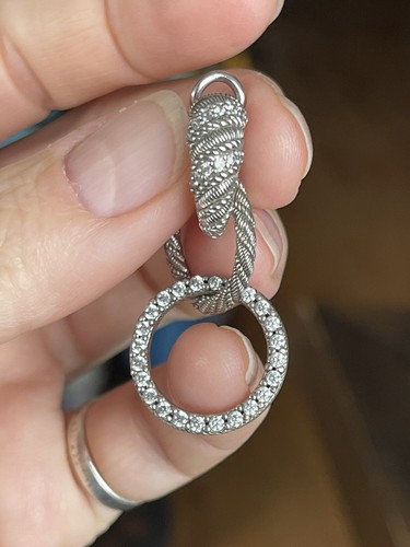 Judith Ripka 925 Silver Diamonique Circle Dangle Earrings - Picture 9 of 12