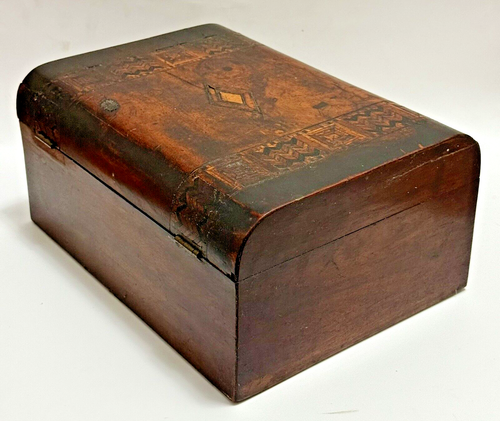 19th Century Victorian Tunbridge Ware Burl Walnut Marquetry Jewelry/Sewing Box - Picture 8 of 24