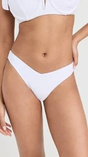 Beach Riot L33619 Vanessa Womens White V-Line Ribbed Swim Bottoms Size XS