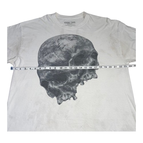 Young Thug Thugger Skull Authentic T-Shirt White Long Sleeve Tee Size X-Large - 第 8/17 張圖片