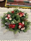 Vintage Candle Ring and Polka Dot Mushrooms Red And White Apples Blossoms 9”