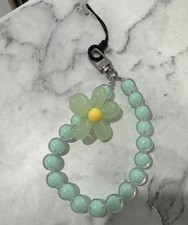 Flower Bead Keychain Mobile Phone Lanyard Wrist Strap Floral Keyrings Phone Keys