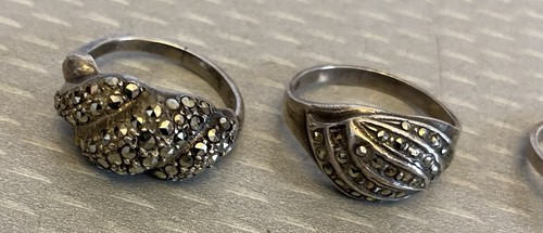 LOTTO 24 anelli vintage TUTTI argento sterling 925 pietre preziose marcasite Judith Ripka zirconi - Foto 10 di 24