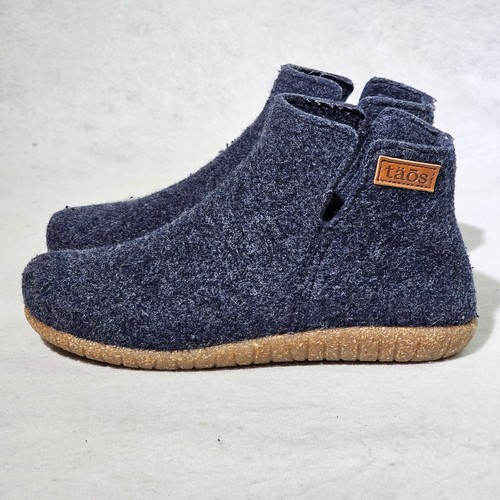Taos Women's Blue Felt Ankle Boots with Brown Rubber Sole Size 38 EU - Picture 8 of 16