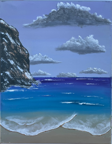 Original Art "At the Beach" 11x14 Canvas Expressionism Abstract Design Home Art - Picture 2 of 8