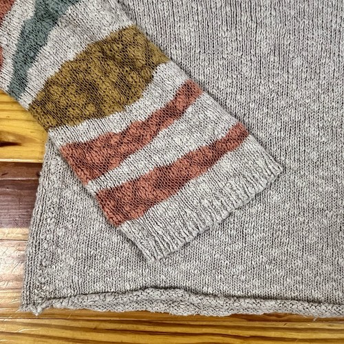 O Neill Stripe Long Bell Sleeve Knit Pullover Sweater Size S Boxy Crop Textured - Picture 16 of 19