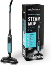 Pursteam ScrubMaster Steam Mop with Dual Scrubbing Head, LED Headlights