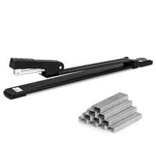 Deli Long Reach Stapler with 1000 Staples, 20 Sheet Capacity, Long Arm Standa...