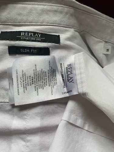 Replay Men's Long Sleeve White Shirt, Slim Fit, Size M, New without tags - Picture 5 of 5