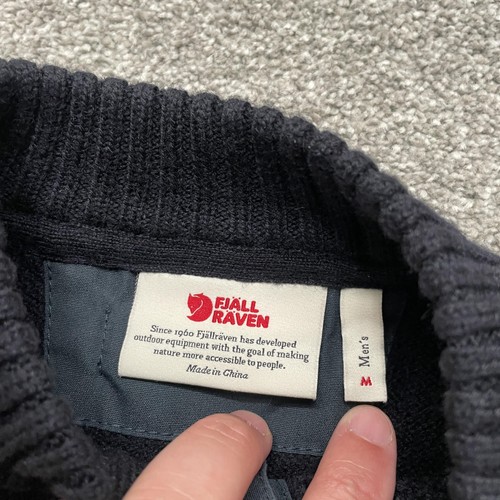 Suéter Fjallraven Para Hombres Medio Azul Marino Oscuro G-1000 Bolsillo Lana Pullover Exterior - Imagen 5 de 11