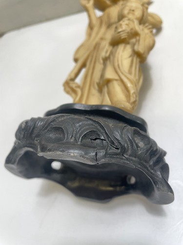 Juego de 2 estatuillas asiáticas talladas a mano vintage de hombre y mujer con niños de 10" de alto - Imagen 6 de 7