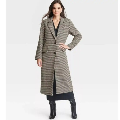 Topcoat en fausse laine A New Day taille M revers encoche simple poitrine pied de poule