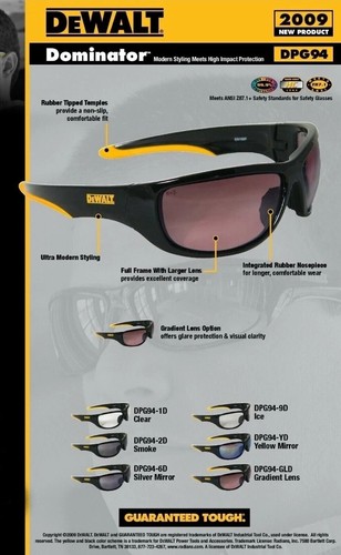 DeWalt DPG94-2 DOMINATOR Safety Glasses SMOKE GRAY Work Eyewear Sunglasses  - Picture 1 of 4