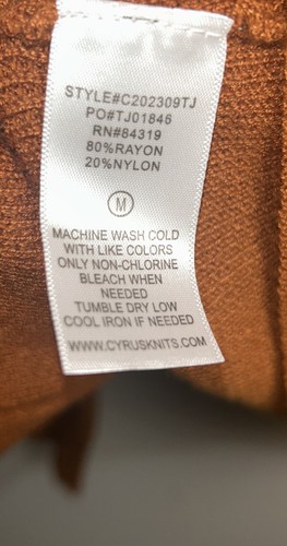 Cyrus Open Front Cardigan W/Pockets Brown Medium, NWT - Picture 5 of 5