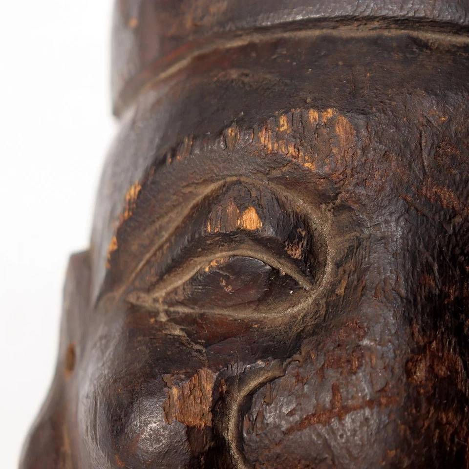 Máscara de pared de madera antigua japonesa de Ebisu Noh máscara arte popular dios talla MSK510 Foto 4 de 4
