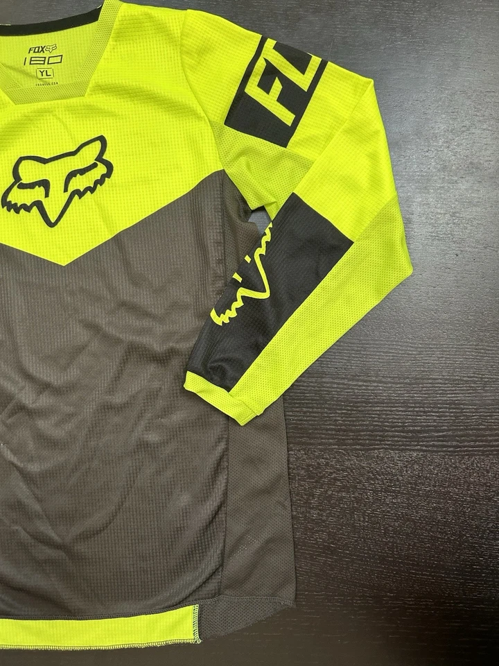 Camiseta deportiva de motocross Fox Racing 180 juvenil - amarillo neón/negro - talla YL - usada Foto 4 de 4