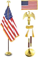 8FT Presidential Deluxe Indoor American Flag Pole Set for Offices