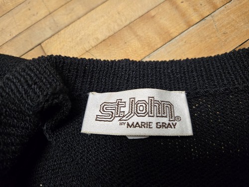 St. John by Marie Gray Black Knit Dress with Gold Rhinstone Belt Size 6 EUC - Bild 4 von 13