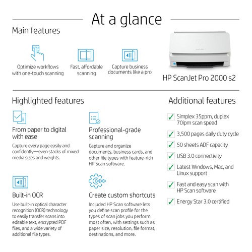 HP ScanJet Pro 2000 s2 Bogeneinzugscanner - Bild 6 von 9