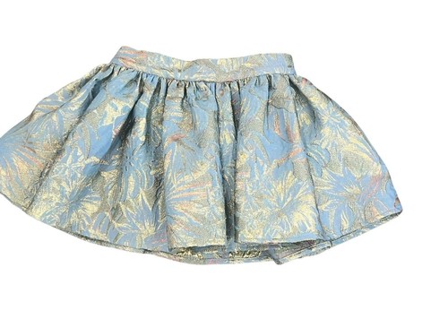 MORLEY DESIGNER GIRL'S 6 SPRINT SKIRT BUNYA SKY BLUE GOLD FLORAL FLARE - Picture 7 of 14