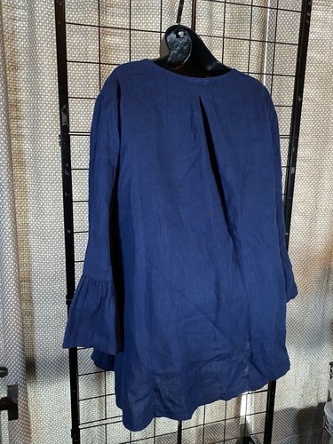 Bryn Walker Fran Bluse, 100% Leinen dunkelblau Oversized Fit, großer Lagenlook - Bild 2 von 5
