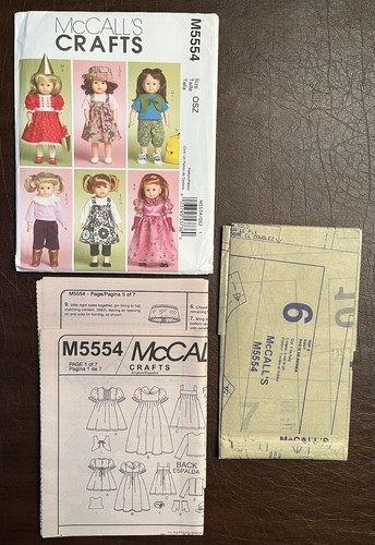 3 McCall's Crafts 18" Doll Clothes Sewing Patterns: M5554 M6005 M6526 18 Outfits - Picture 4 of 10