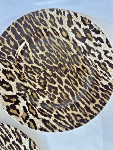VTG SET (4)  222 Fifth Nick & Nora Home JUNGLE JIM Leopard Print Dinner Plates - Picture 6 of 8