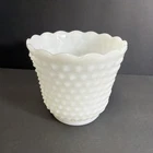 Vintage Hobnail Milk Glass Planter Vase Unmarked Fire King 4.5 X 4.75”