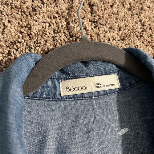 Bécool Dress Womens Large Blue Tencel Shirt Button Front Belted Midi Chambray - Picture 5 of 8