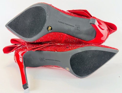 INC Women’s High Heels Sz 10 Stiletto Red Rhinestone Bow New W/Out Box INC - Picture 8 of 12