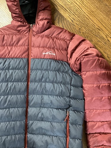 Eddie Bauer EB650 Cirruslite Kapuzenjacke Mantel Herren L Daunenfüllung grau/rotbraun - Bild 3 von 9