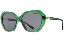 Swarovski SK6017 104587 Sunglasses Women's Transparent Green/Dark Grey 56mm