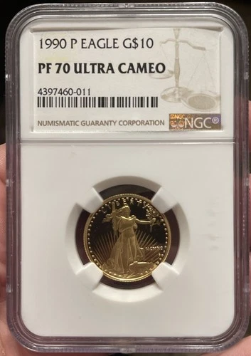 1990-P $10 American Gold Eagle 1/4 Oz Gold PF70 UCAM NGC Key Date Free Shipping