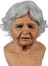 Halloween Mask Realistic Old Man Creepy Human Latex Mask,Scary Wrinkle...