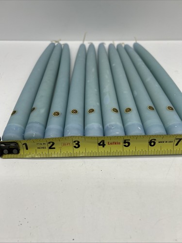 VTG Colonial Candle Cape Cod Qty 10 Taper Candles Light Blue 10” CCCC Dipped Wax - Picture 6 of 11