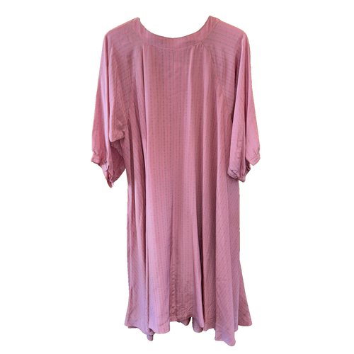 Women Dress L 3/4 Sleeve A Line Pink Stripe Lined Pullover Swing 22x50” L - Picture 8 of 8