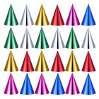 30er Set Metallic-Folien Partyhüte Kegel Birthday Crown Silber Gold Grün Blau
