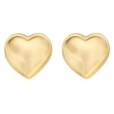 Earrings 14K Yellow Gold Puffed Heart Shape