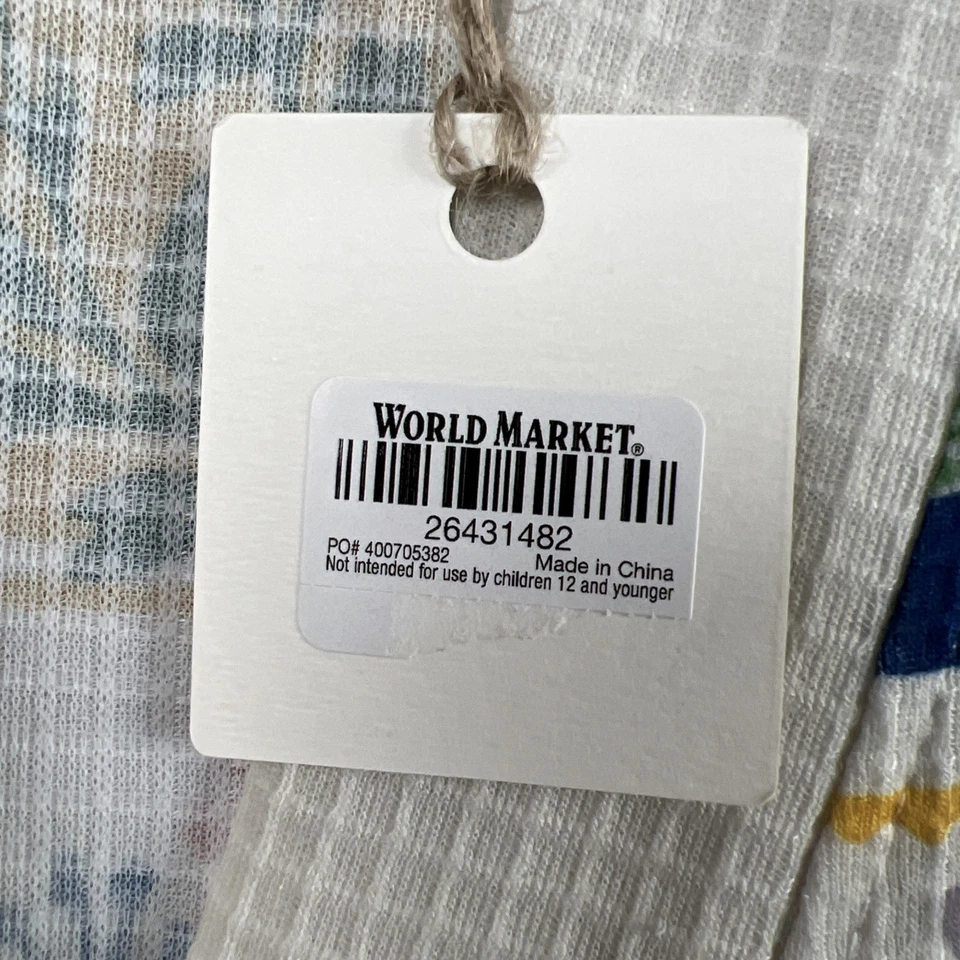 World Market Robe Long Sleeve Kimono Floral Tie OS One Size Waffle Knit New - Image 4 of 4