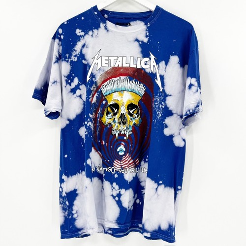 Camiseta Top Metallica Unisex Azul Tie Dye Vértigo Gráfico Calavera Talla L - Imagen 1 de 3