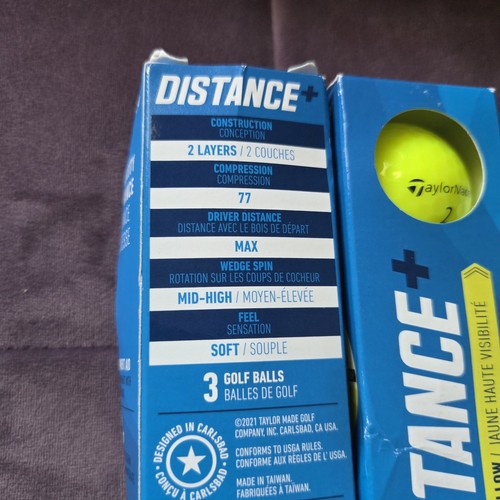 TaylorMade Distance + Plus Golf Balls - High Visibility Yellow & White- 9 New - Picture 8 of 9