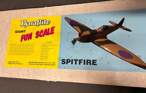 VINTAGE DYNAFLITE GIANT SCALE SPITFIRE RC MODEL AIRPLANE KIT - Picture 2 of 6