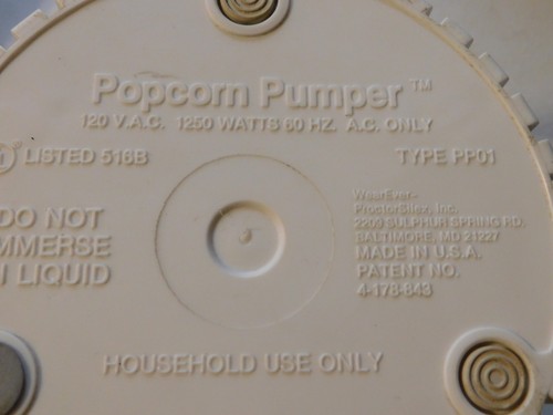 Bomba de palomitas de maíz Proctor Silex Wear Ever Popper de aire caliente PP01, 1250W - Probada - Imagen 11 de 11