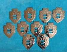 NOS 10 Western Nickel Plated Slotted Conchos Arrowhead 1 5/8 Inch