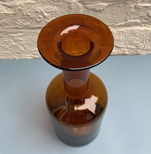 Vintage mid century Holmegaard 12 inch amber brown art glass Gulvase - Picture 4 of 6