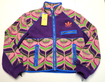 New GUCCI x ADIDAS Trefoil Wool Bomber Jacket Women's XL X-LARGE