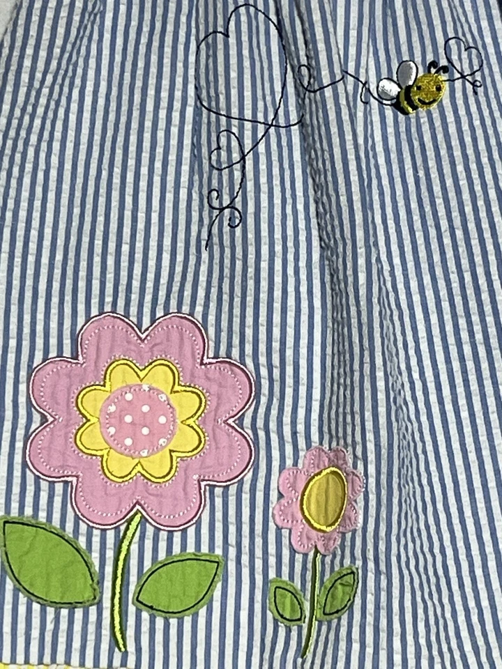 Blueberi Boulevard Seersucker Bumblebee Sundress Girls Baby 2T Striped Floral - Image 4 of 4