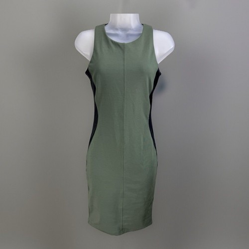 Kardashian Kollection Sleeveless Dress Womens Small Army Green with Black - Picture 1 of 9