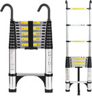 Telescoping Ladder, 12.5 FT Aluminum Lightweight Extension Ladder with 2 Stable 